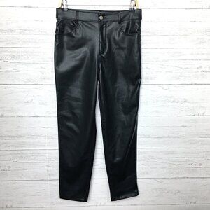Zara Women's Black Faux Leather Jeans Straight Leg High Rise size 6 length 27"
